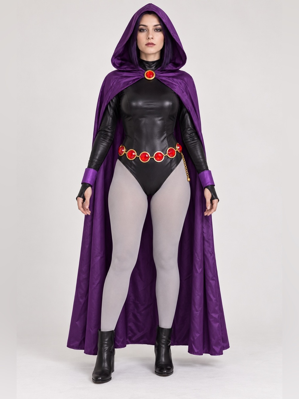 Raven Teen Titans Costume M – Cape, Statement Belt + Face Gems